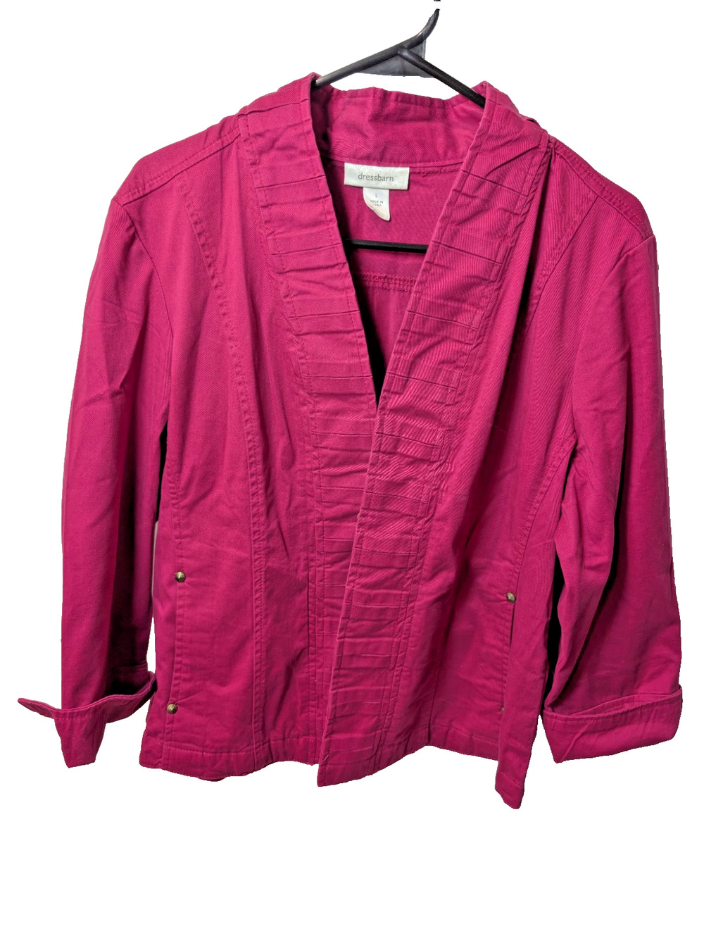 Dressbarn Womens Large Pink Blazer Jacket Stretchy Knit Work Cropped Casual L
